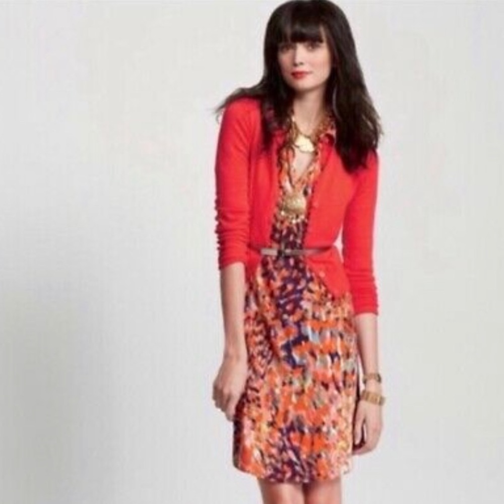 CABI watercolor floral shirt dress